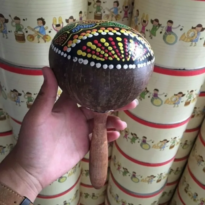 Coconut Shell Maracas Professional Percussion Maracas Children Adults Wood Rattle Sand Hammer Orff African Musical Instruments