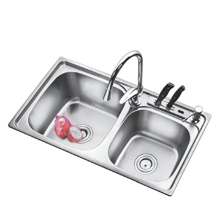 Equal Double Bowl Top Mount Stainless Steel Sink Commercial Customized Sinks For The Kitchen