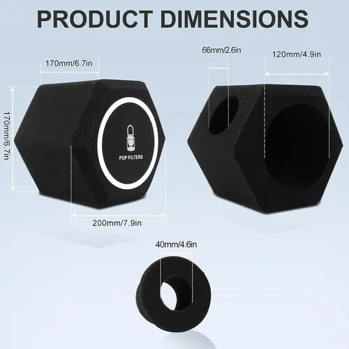 Imagen 2 del producto Micrófono Pop Filtro Viento Escudo Acústico Para Record Studios Mic Absorbente de Espuma Vocal Aislamiento Bola