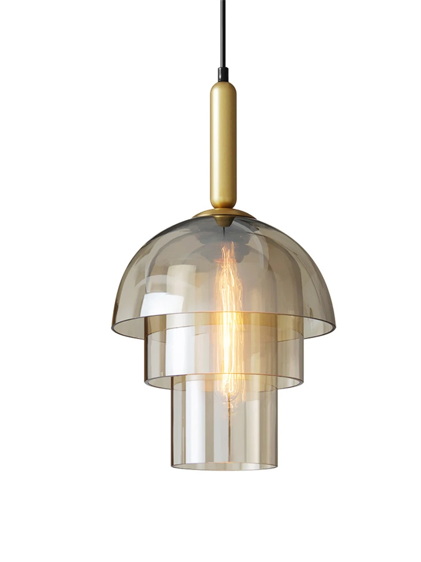 

Double oval glass pendant lights modern luxury restaurant lamp American aisle glass cognac lamp living dining room hanging light