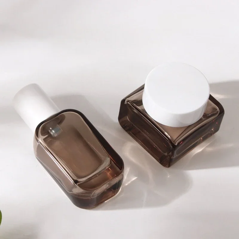 ‌ 1 Stuks 30 Ml/50/100 Ml Cosmetische Lotion Fles Lege Glazen Gezichtscrème Pot, hervulbare Gezichtsmasker Container Voor Huidverzorging Verpakking