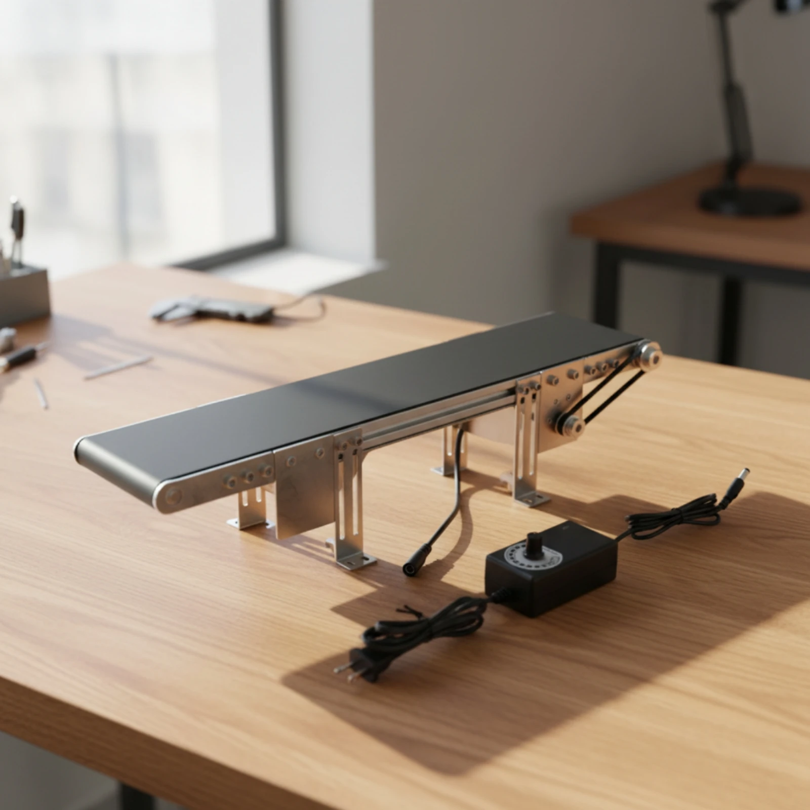 Desktop Conveyor Belt with Speed Controller Motorized Mini Conveyor Belt with Speed Controller Single-Direction Compact
