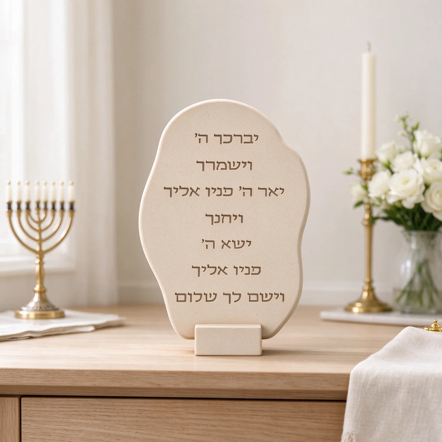 Silicone Mold For Aaron Blessing Hebrew Prayer Plaque, Jewish Birkat Kohanim Home Ornament, DIY Cement Mold for Religious Gift