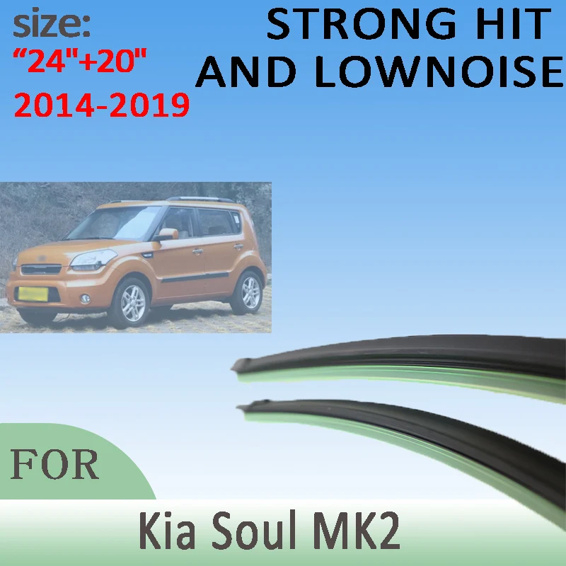 

For Kia Soul MK2 2014-2019 2015 2016 2017 2018 Wiper Front Wiper Blades Windshield Windscreen Window Brushes 24"+20"