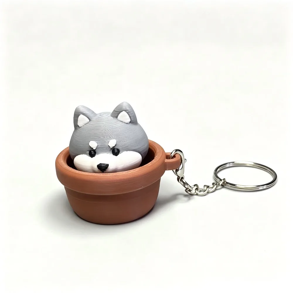 3D Printed Keycap Clicker Pendant Button Press Key Ring Fidget Clicker Keychain Dog Duck Panda Lucky Cat Key Chain