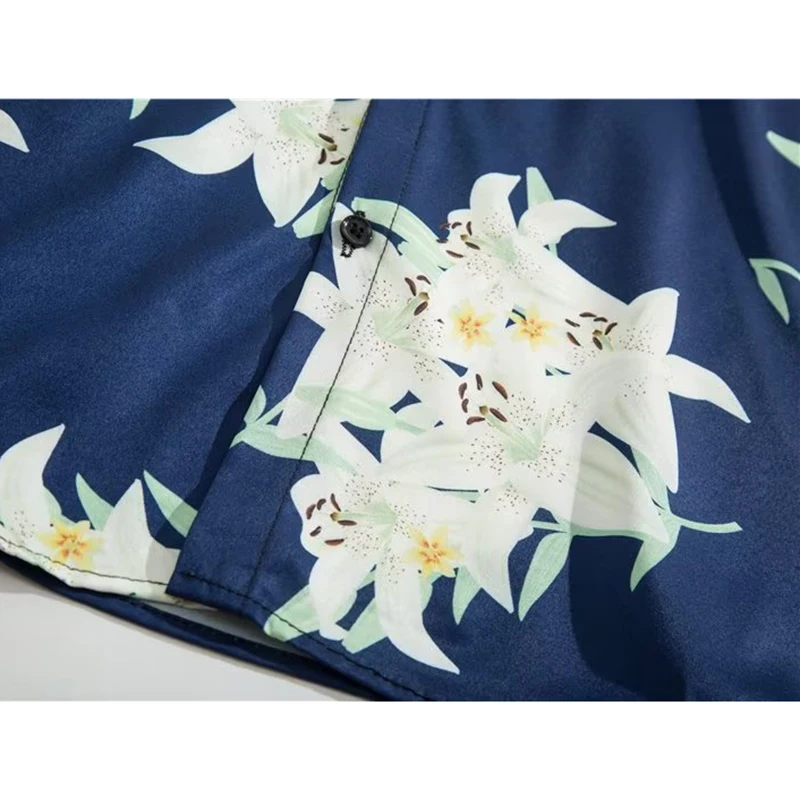 Fashion Lapel Button Casual Printed England Shirts Men's Clothing 2024 Summer New Loose Korean Tops Punk Shirts