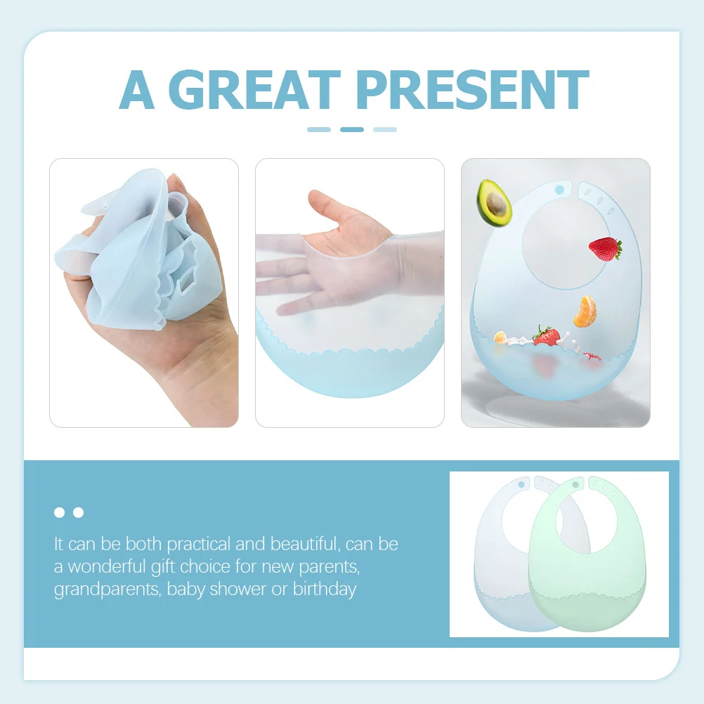 

2 шт. детские силиконовые нагрудники, регулируемые легкие слюнявчики для кормления младенцев, удобный карманный дизайн для мальчиков и девочек, водонепроницаемые