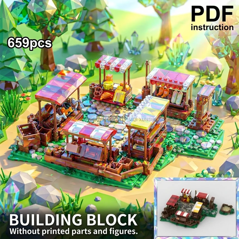 

Конструктор Street Scene Fantasy Village Market Building Bricks, игрушечный строительный набор, подарок на день рождения для 10332 moc