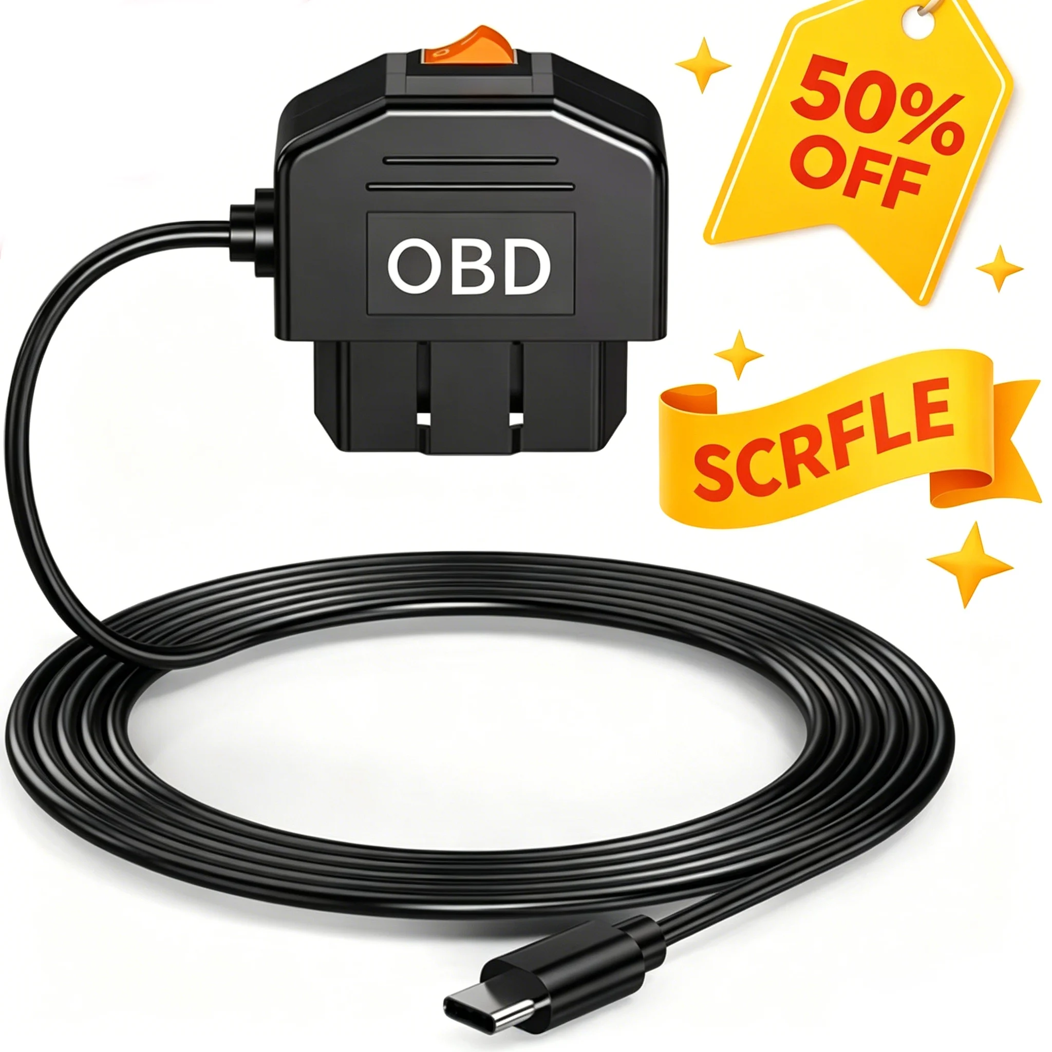 BEPOCAM OBD to Type-C Car Charger Power Cable 24 Hours Parking Monitor for Dash Cam DVR Camera Car Accessories