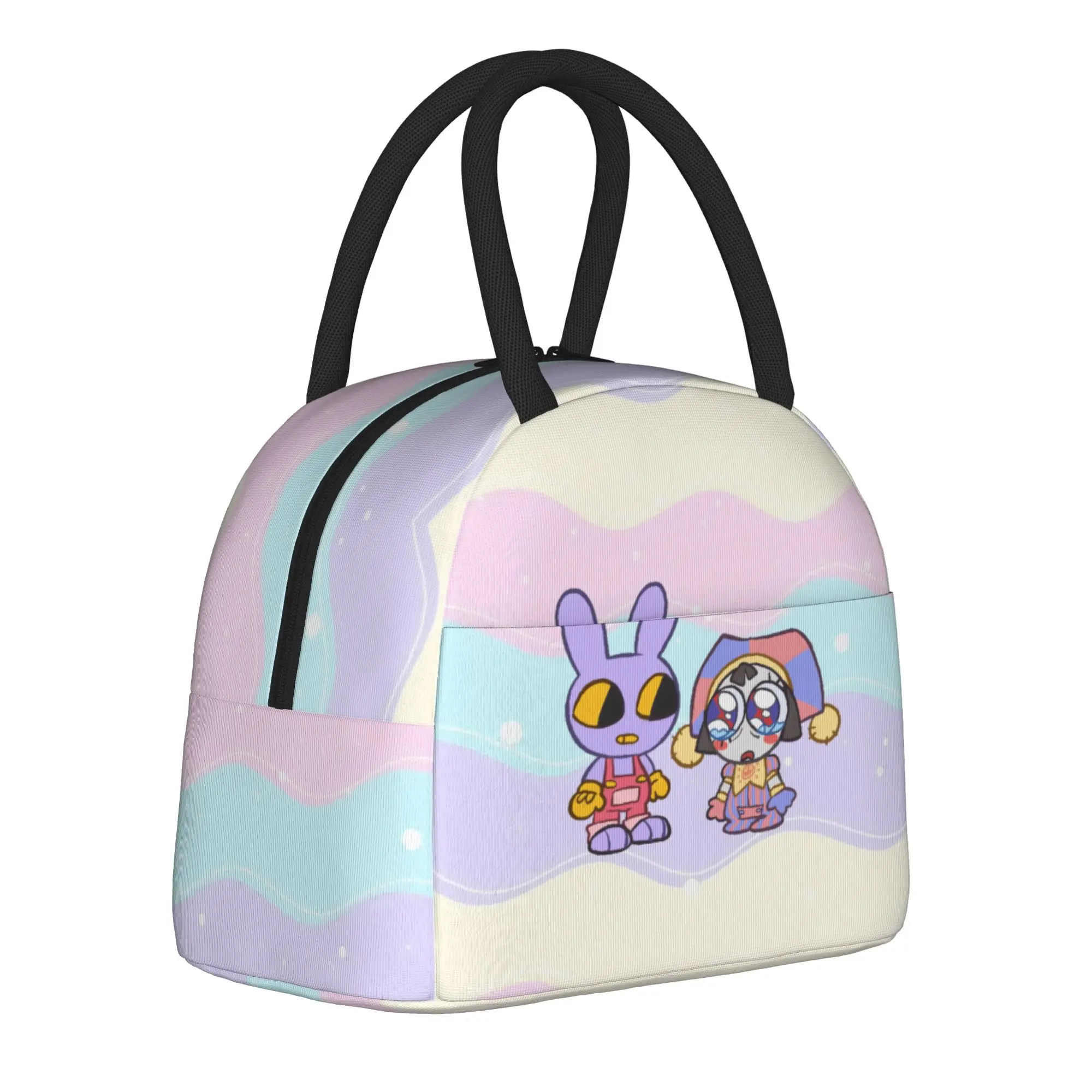Pomni And Jax Cartoon Digitals Circus  Insulated Lunch Bag Cooler Bag Reusable  Leakproof Tote Lunch Box for Men Women