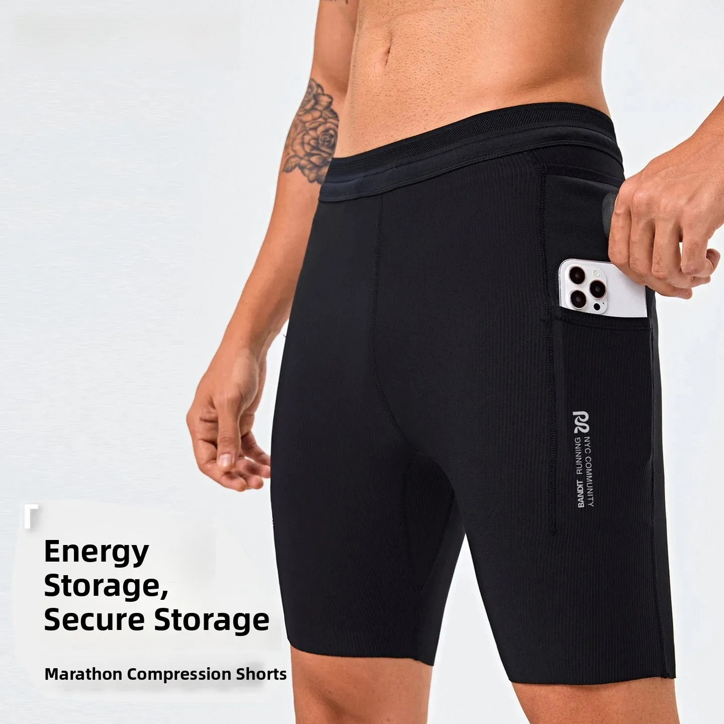 Bandit Men's Running Shorts Five-Quarter Length Marathon Athletic Outdoor Wear Elastic Quick Dry Sportswear Fitness Clothing