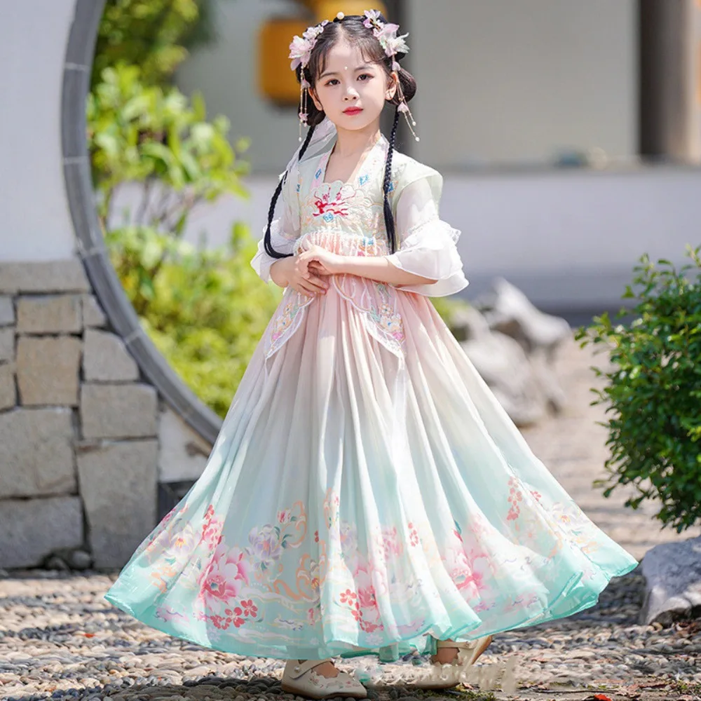 Princess Dress Kids Clothes Girls Clothing Hanfu Traditional Chinese Ethnic Style Vintage Fairy Party Stage Cosplay Children
