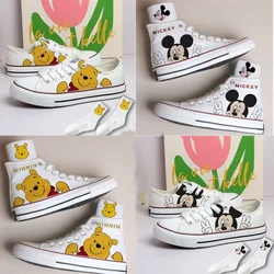 Mickey Canvas Shoes Kawaii Winnie Sport Shoes Disney Mickey Basket Shoes Kids Casual Sneakers Couple Tennis Shoes Size 35-44