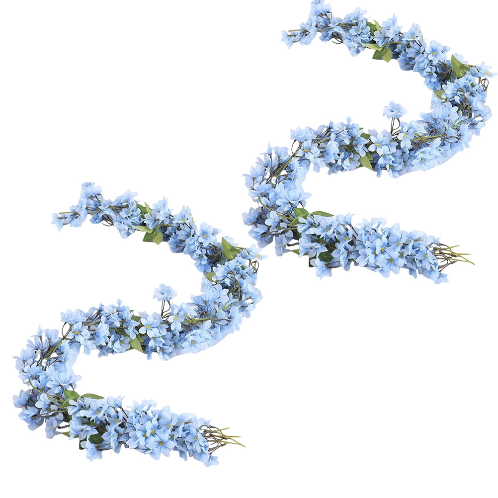 

2pcs Blue Artificial Silk Flower Vines for Wedding Home Decor GarlandFlower Elegant Imitation Hanging Vine Artificial Flowers