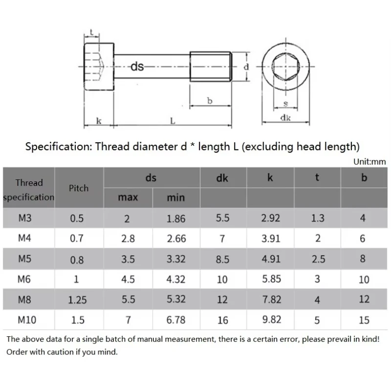 M2 M2.5 M3 M4 M5 M6 M8 DIN912 304 Stainless Steel Hexagon Socket Cap Head Captive Screws Loose Bolts Anti-Loosening 2Pcs-10Pcs