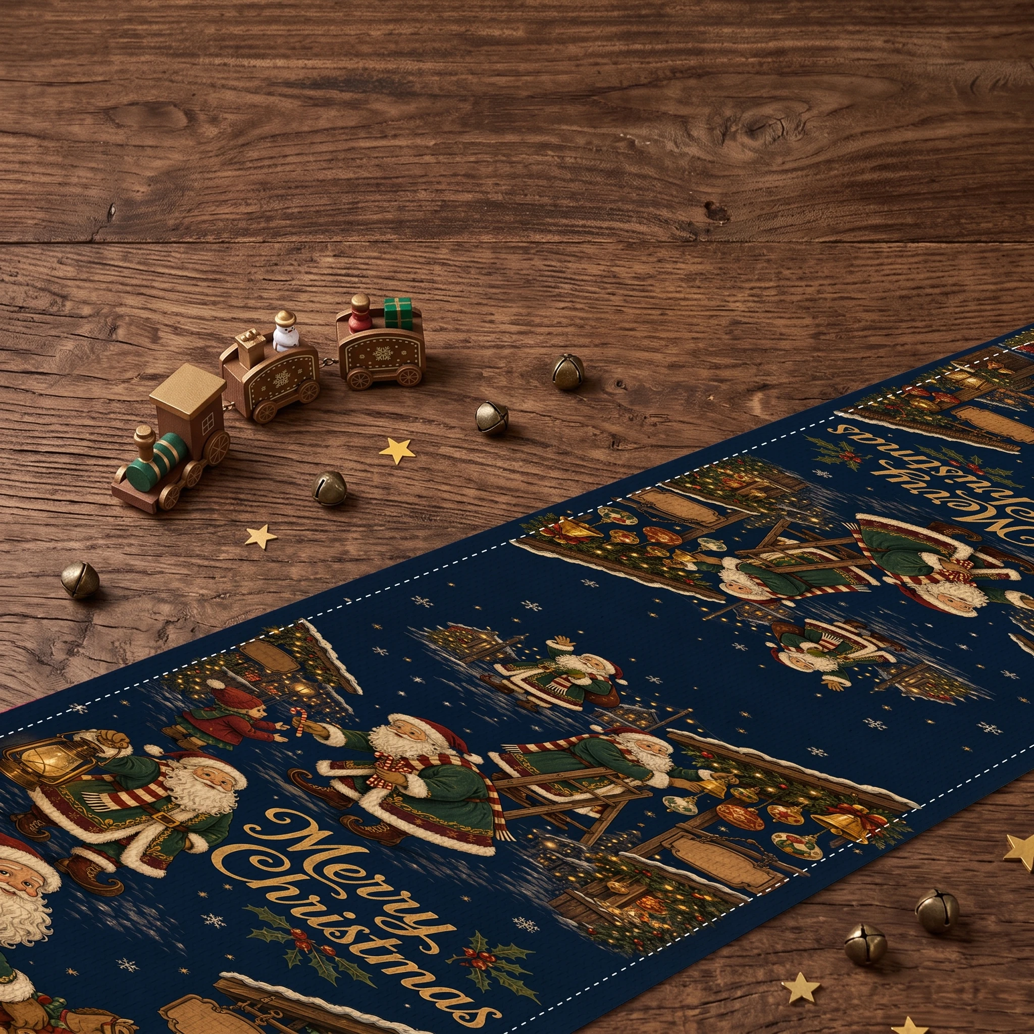 Holiday Table Runner Farmhouse Decor Christmas Table Topper Christmas Table Runner Christmas Village Print Holiday Dining Scarf
