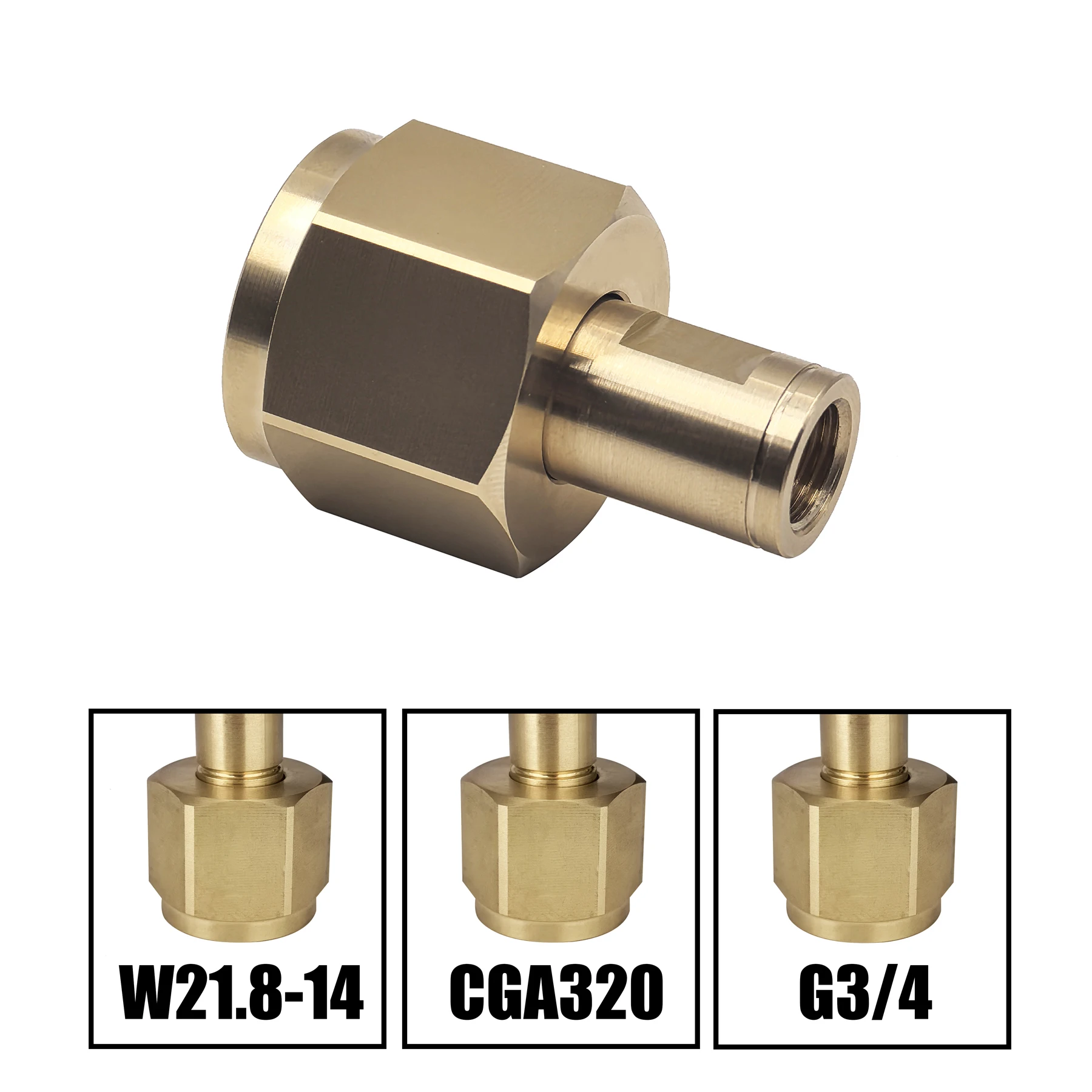 W21.8, G3/4, CGA320 Brass Nut Nipple Washer Set For CO2 Tank Cylinder Soda Maker External Hose Adapter