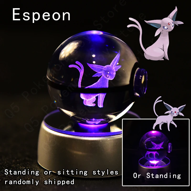 Pokemon 3D Kristallkugel Pikachu Gengar Mew Mewtwo Figuren Lampenständer Pokeball 3D Pokemon Glaskugel Statue Geburtstagsgeschenk