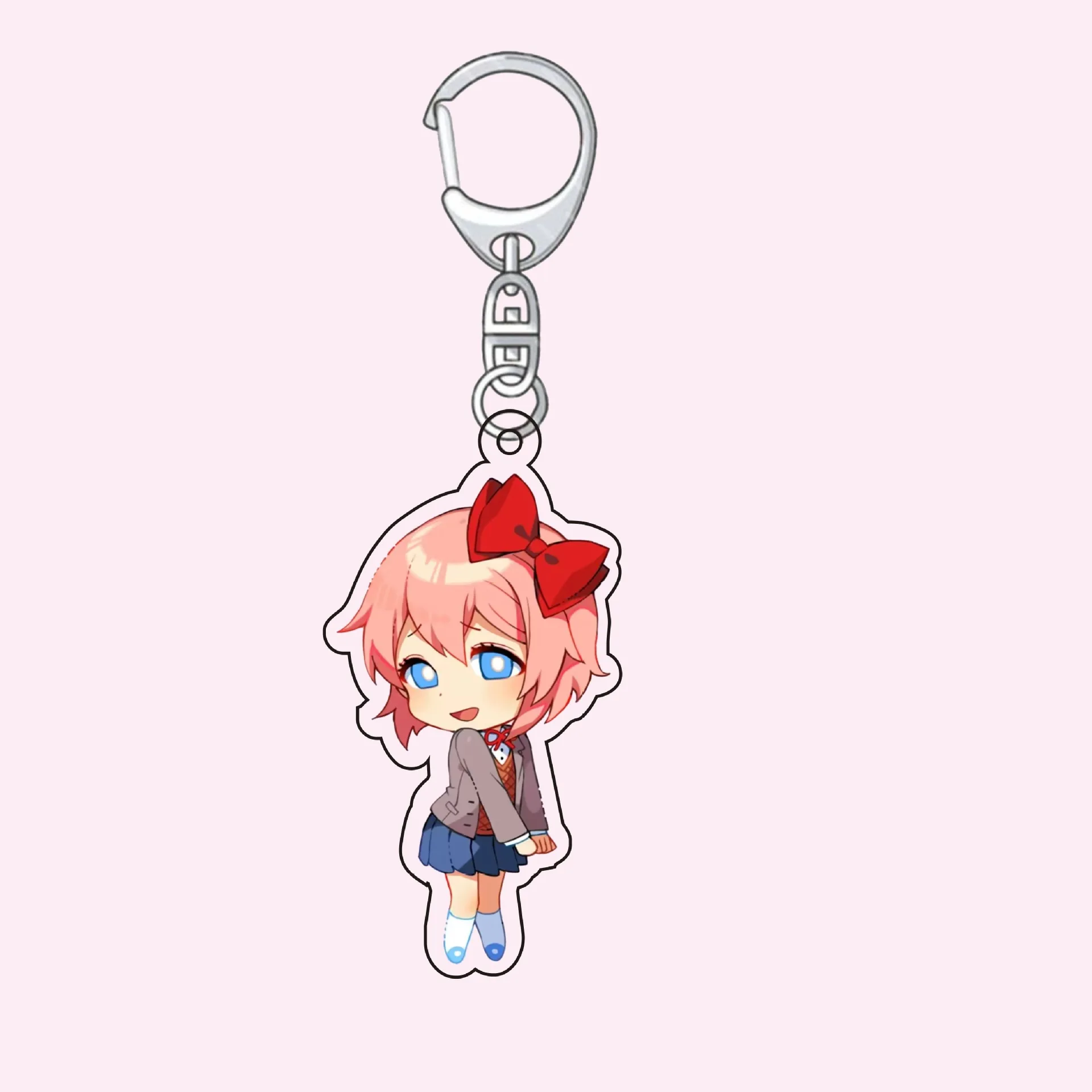 Hot Anime Doki Doki Literature Club Plus!  Q Edition Fashionable Acrylic Figures Keychain 6cm Gifts backpack pendant