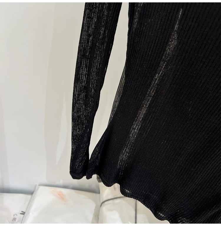 2026 Sommer Neuer Lässiger Stil Transparentes Dünnes Durchsichtiges Überzug-Top Damen T-Shirt V-Ausschnitt Sonnenschutz Langarm T-Shirt – Detail 33