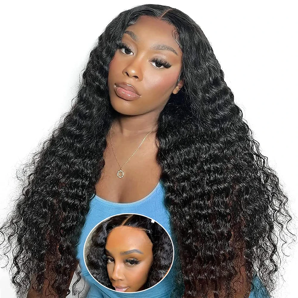 

Glueless 13x6 Curly Human Hair Wigs For Black Women Pre Plucked 13x4 Deep Wave Frontal Wig 30 32Inch Water Wave Lace Frontal Wig