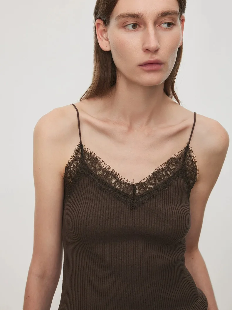 Winsleter-31.6% lã de ovelha elegante colete com alça suspensa, retalhos de renda, camisola de malha feminina para viagem, 2026 primavera novo t5d910cc