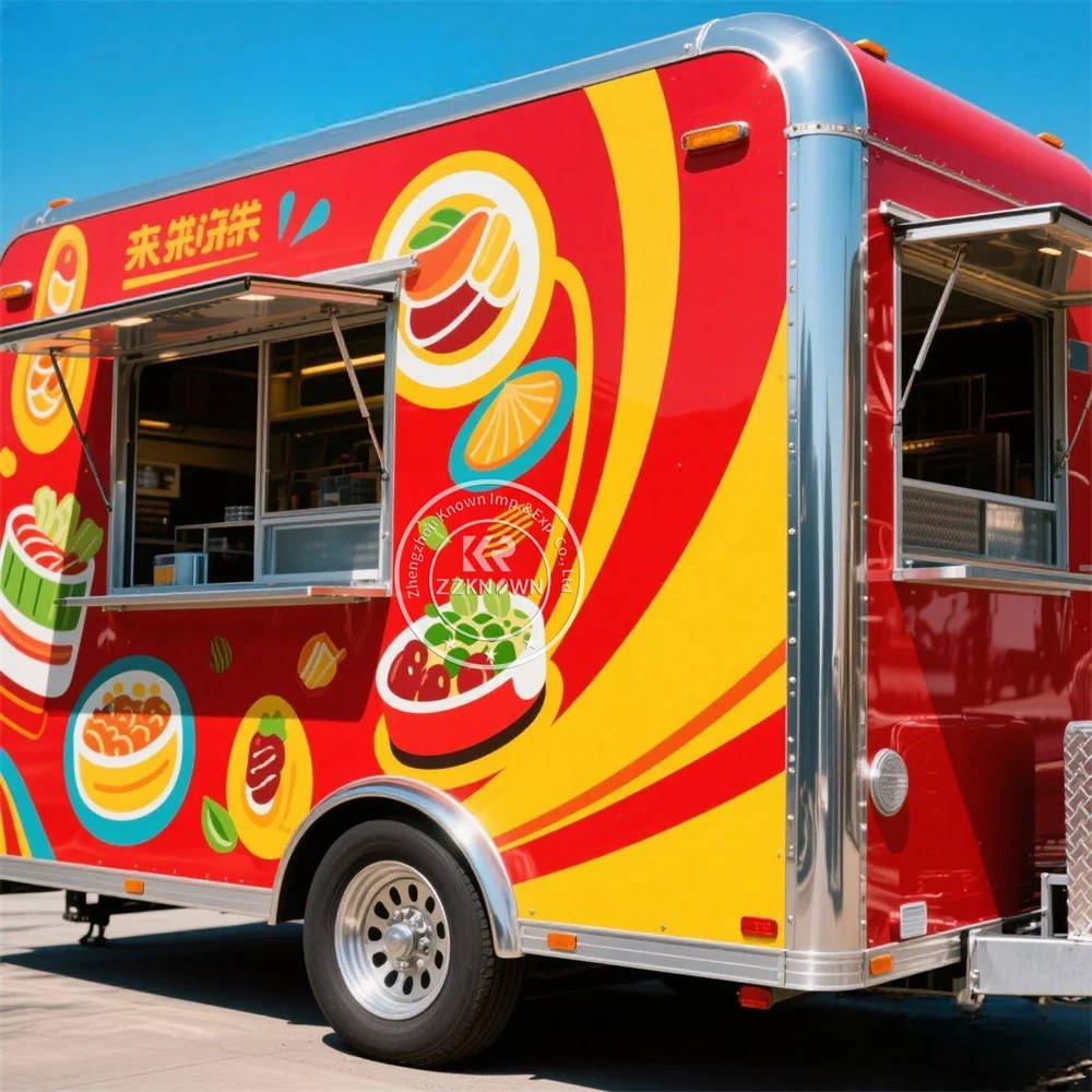 

Outdoor Catering Trailer Mobile Coffee Kiosk Fast Food Bakery Food Trailer Crepe Ice Cream Carts Kebab Food Truck Fully Equipped