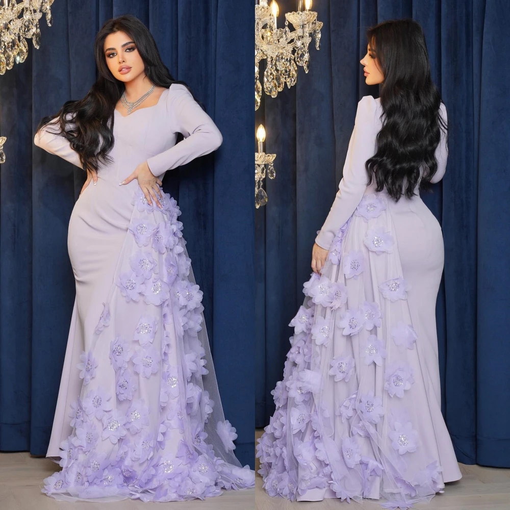 Prom Dress Saudi Arabia Satin Applique Prom Mermaid Square Neck Bespoke Occasion Gown Long Dresses