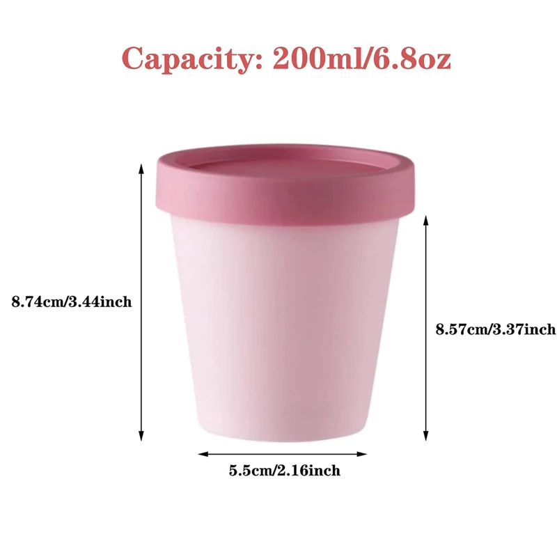 9pcs 6.8oz/200ml Empty Mixing Bowls Leakproof Plastic Containers Spa Facial Mask Bowls Cosmetic Jar Pink for Cream Packaging