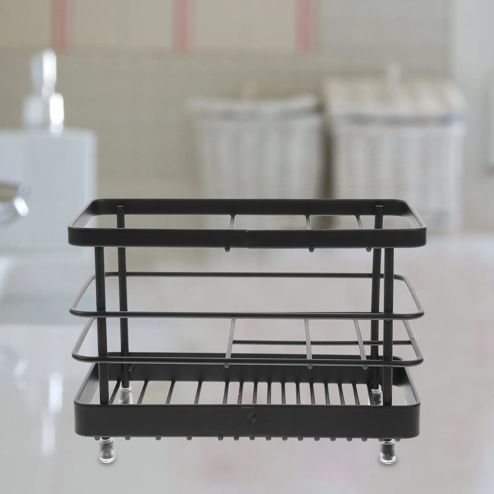 Iron Toothbrush Holder Toothpaste Rack Bathroom Organizer Perforated Drain Design Rust Resistant Space Saving Metal Sundry Stand