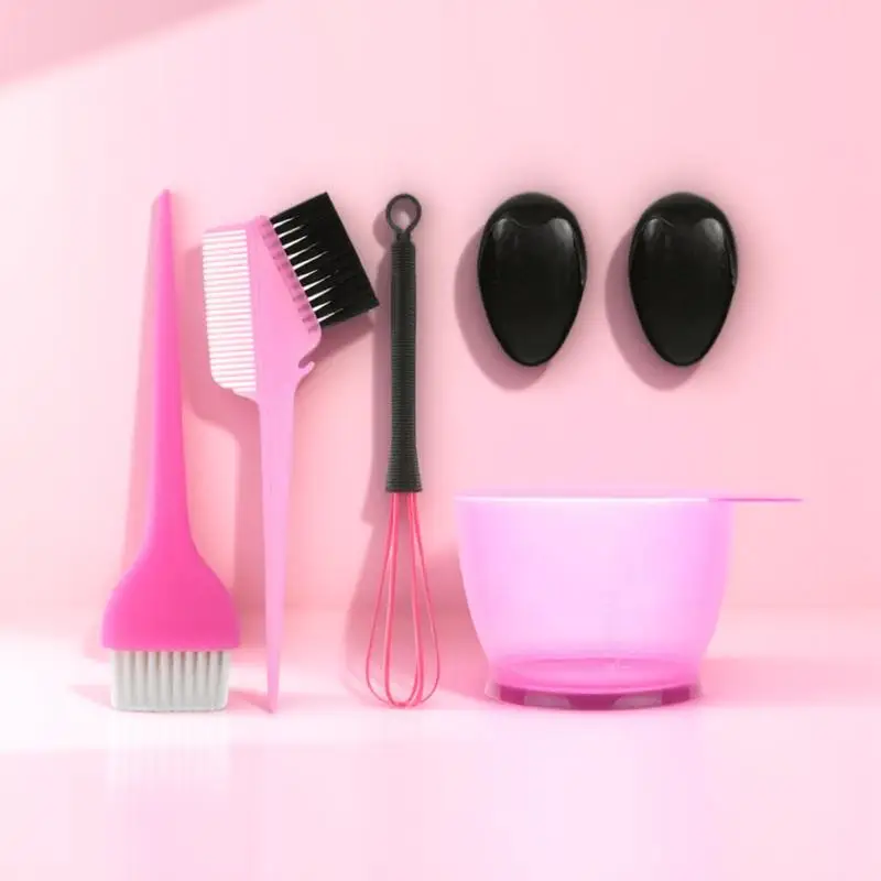 

Набор из 5 инструментов для окрашивания волос, розовый, прочный, практичный, для парикмахерских и домашнего использования, с гладкой поверхностью