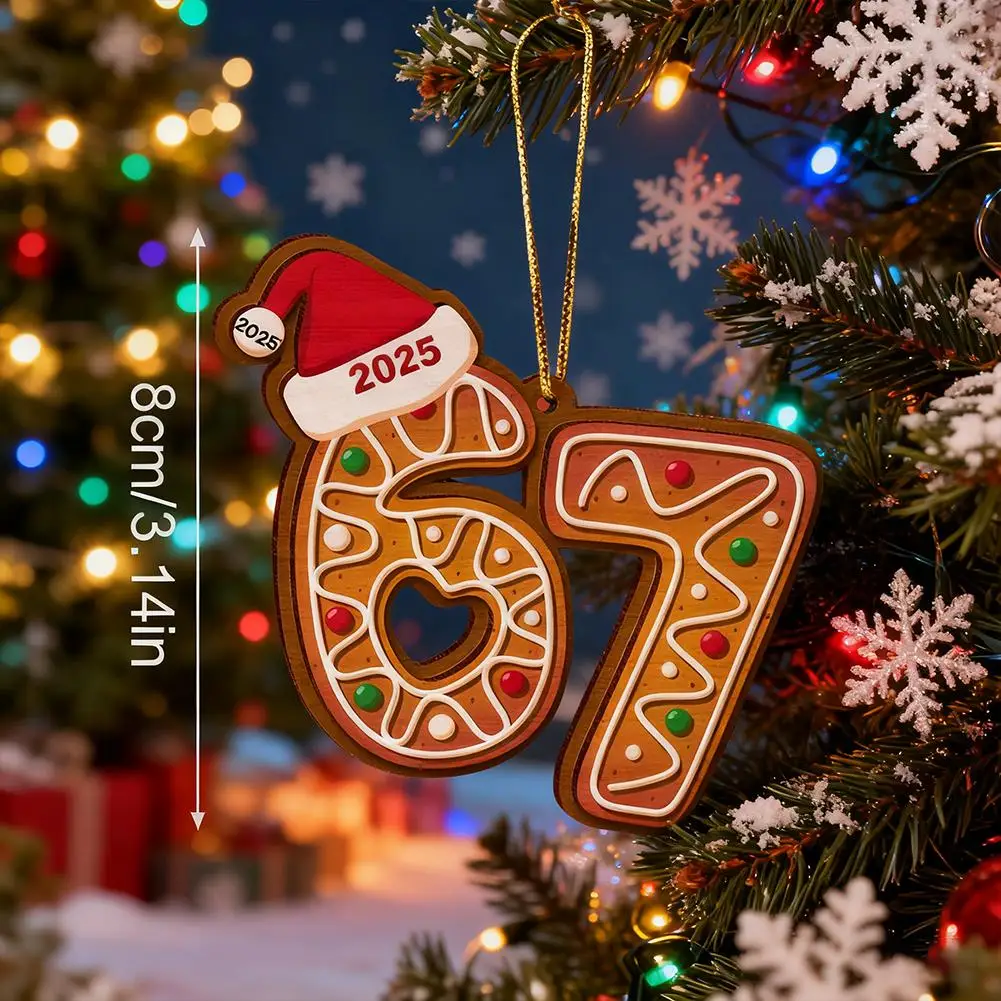 Christmas 67 Acrylic Ornament, Six Seven Funny Xmas Holiday Ornament, Funny 67 Decorations Meme Grandkid Gift for Christmas Tree