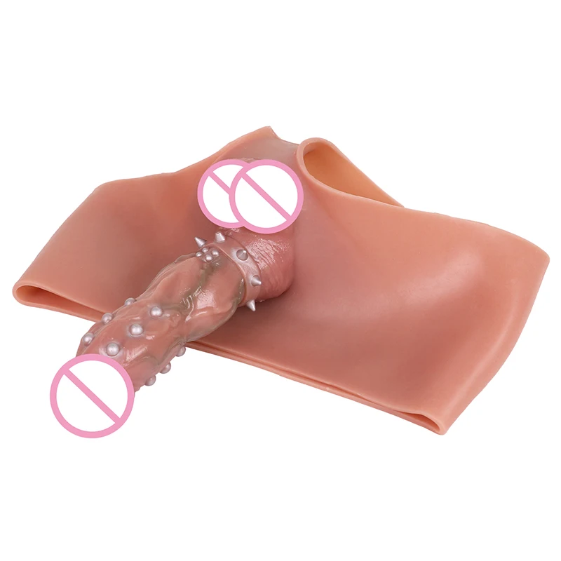 18.5*5.3cm Spikes Straps BDSM Dildo Pants Hollow Penis Sleeve Fake Dick Enlarger Women Masturbator Sex Toys for LGBT Costume
