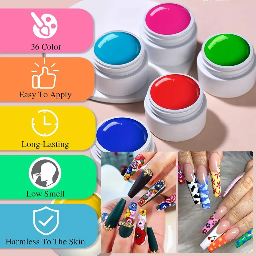 Kit per Nail Art con vernice Gel 36 colori