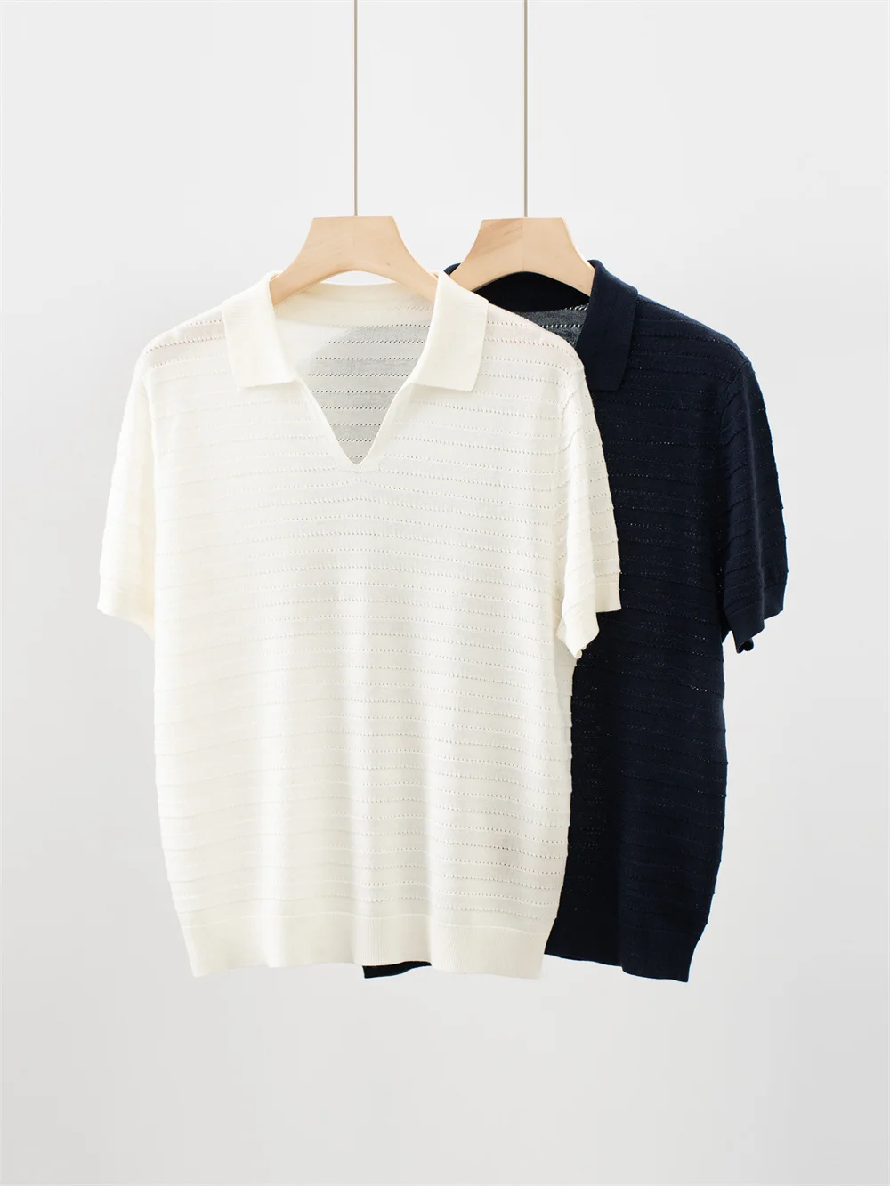 26 New Women's Clothing Collared Short-Sleeve V-Neck Knit Top