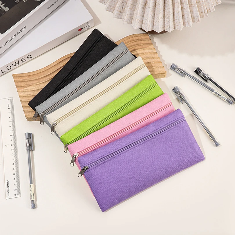 Estuche para lápices Simple, suministros escolares, estuches para lápices, pantalones escolares portátiles, papelería de Color sólido, Estuche Escolar, estuche para lápices