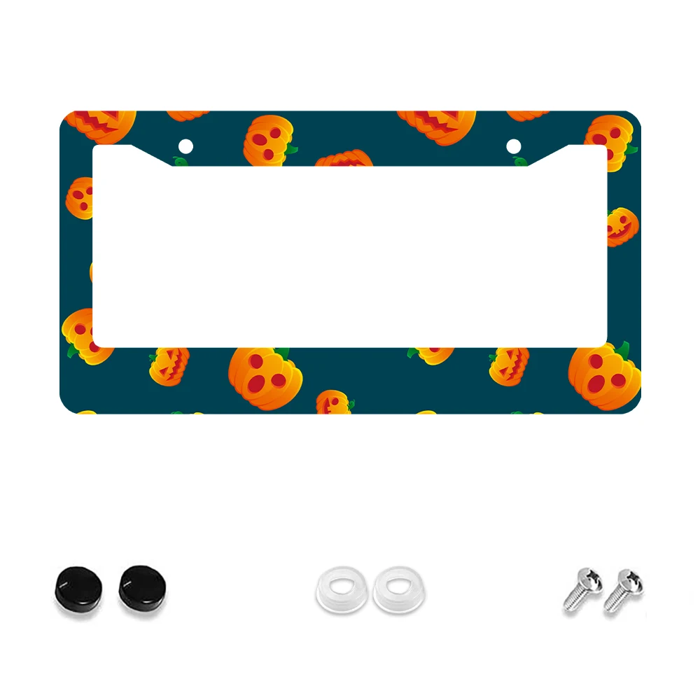 

1 шт., оранжевый узор тыквы, рамка номерного знака с 2 отверстиями, алюминиевый материал, 6x12 дюймов с набором винтов, забавное украшение автомобиля с героями мультфильмов
