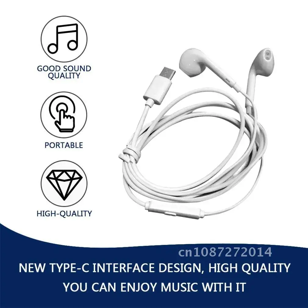 Dynamic Drive USB Type C Earphone HiFi USB-C Earbuds In-ear Bass Metal Sport Gaming Headset with Mic for Xiaomi Huawei Letv