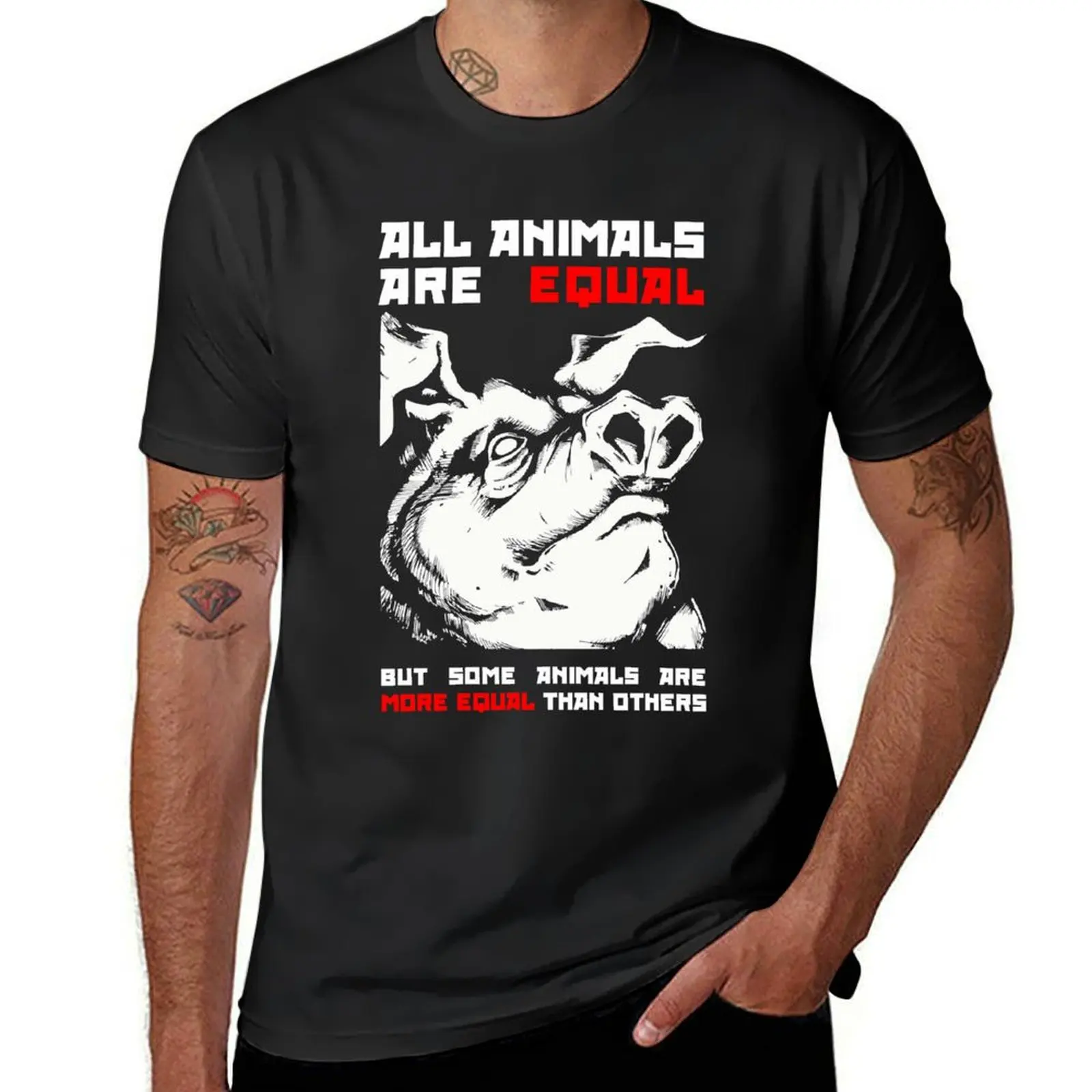 All animals are equal T-Shirt oversized summer clothes oversizeds customs men workout shirt