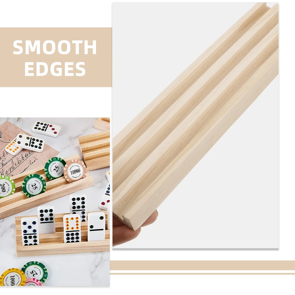 

Wooden Rack Multi-Function Domino Holders Smooth Edges Durable Display Trays For Game Accessories Diy Desktop Domino Racks