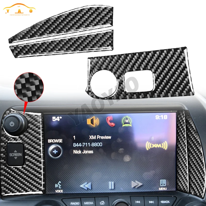 

Carbon Fiber For Corvette C7 2014-2019 Center Navigation Button Trim Decal Auto Decoration Sticker