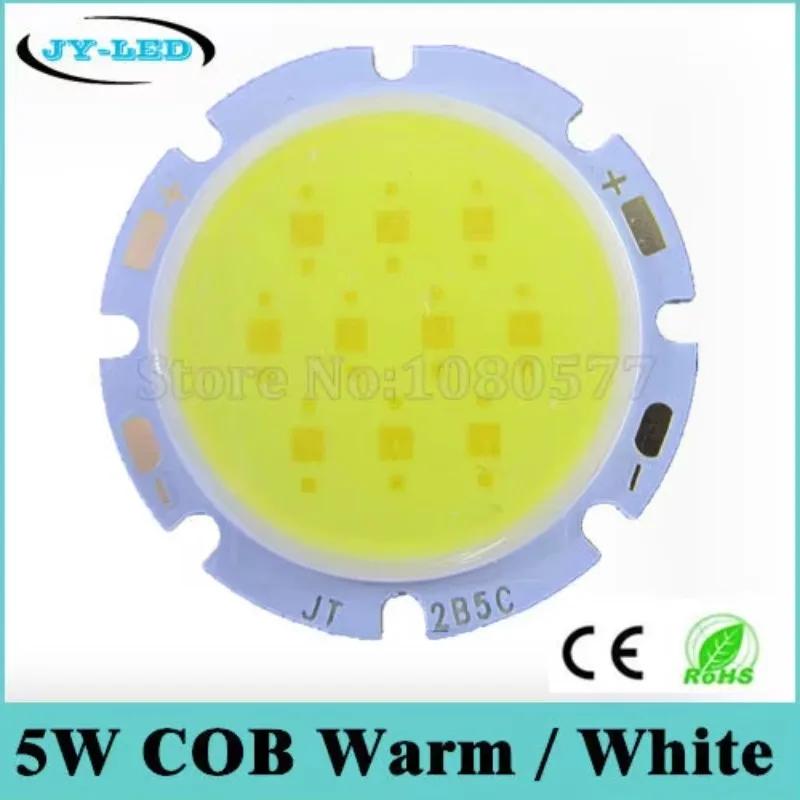 10pcs 5W 350LM Round LED COB Super Bright DC15-17V White/Warm White