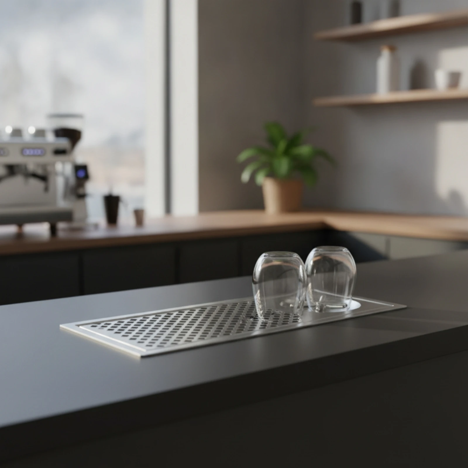 Cup Washer with Drain Pipe 304 Stainless Steel Embedded Cup Washer Glass Rinser Quick Drainage Brushed for Baristas, Cafes