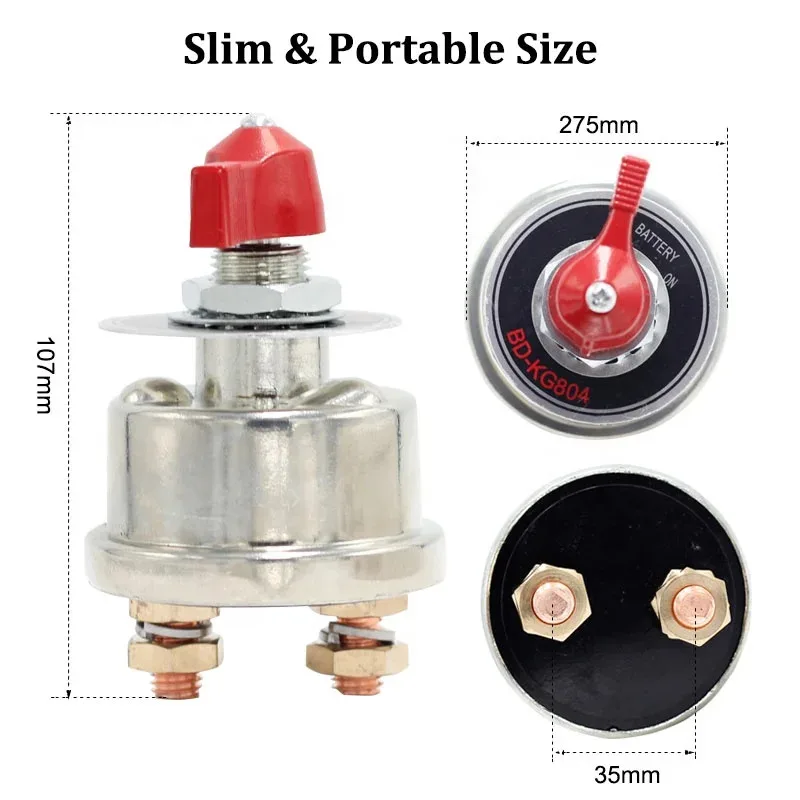 300A Red Handle Master Battery Disconnect ตัดปิด 2 โพสต์ SPST Kill Switch สําหรับรถยนต์