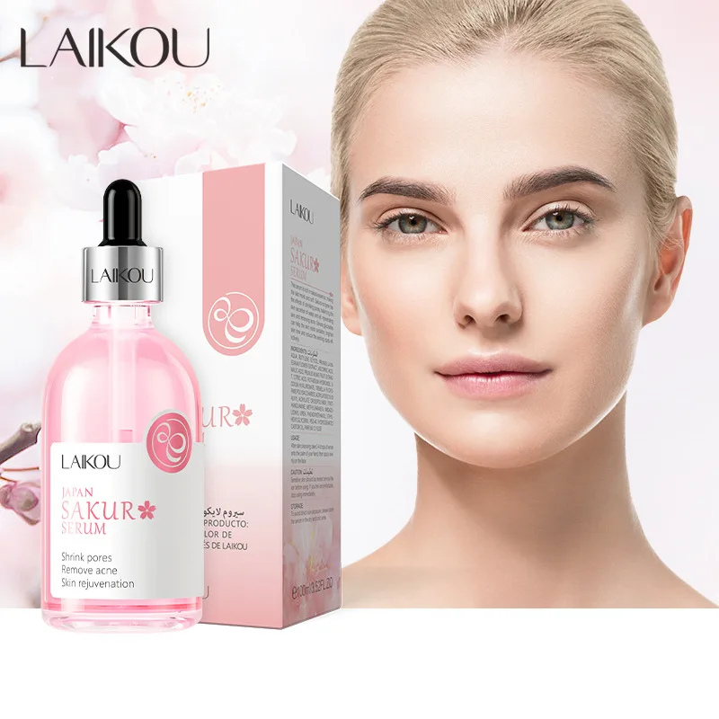 Sérum Facial LAIKOU Sakura 100ml, Essência de Vitamina C, Hidratante, Firmador, Iluminador, Produtos de Cuidados com a Pele Facial