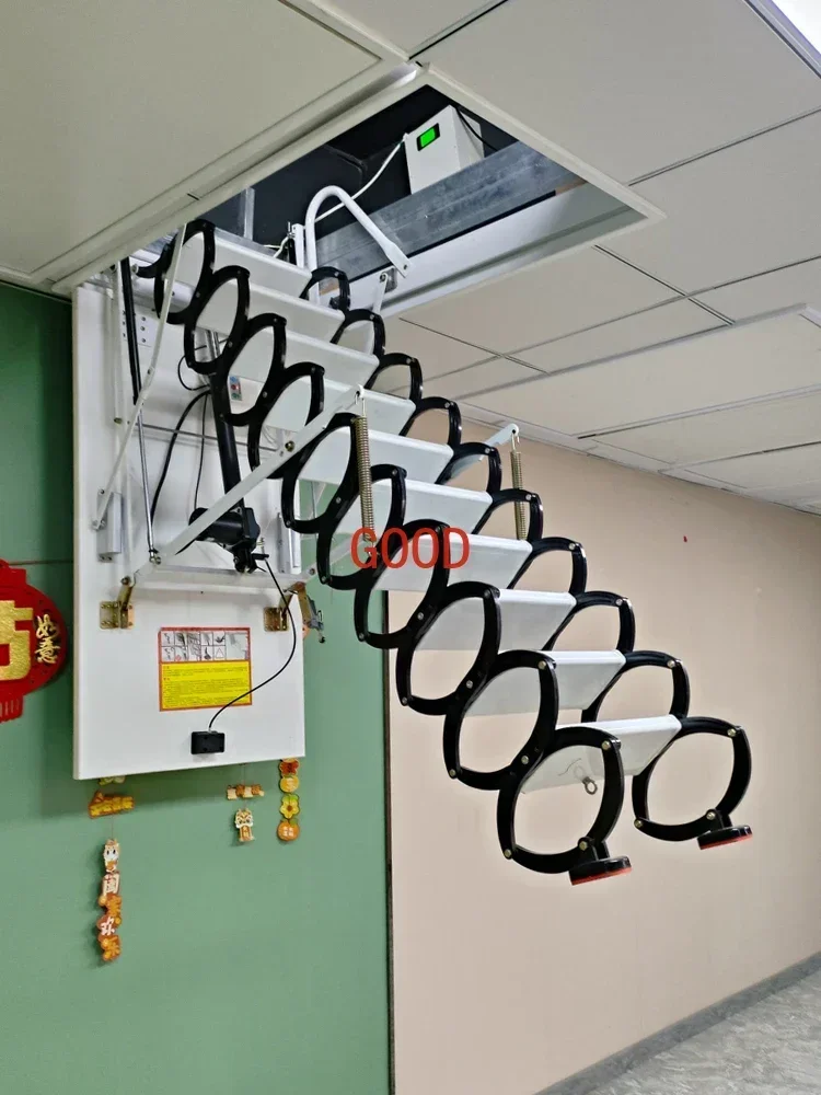 سلم علوي أوتوماتيكي بالكامل سلالم قابلة للسحب سلم كهربائي منزلي قابل للسحب مصعد غير مرئي قابل للطي تلقائيًا