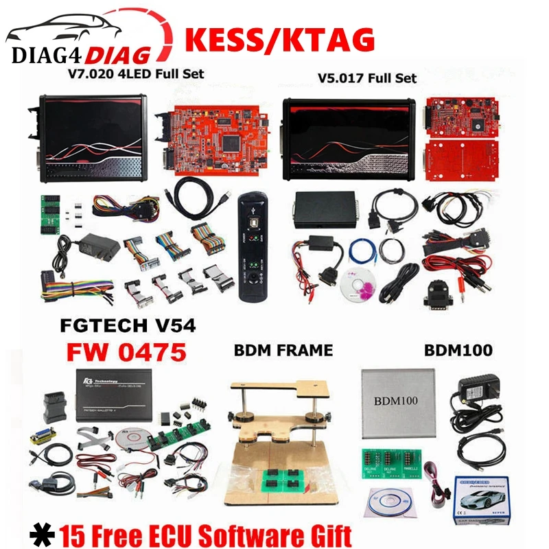 Online Unlimited KESS V 5.017 2.80 EU Red KTAG V7.020 4LED 2.25 OBD2 car diagnostic tool  BDM Frame