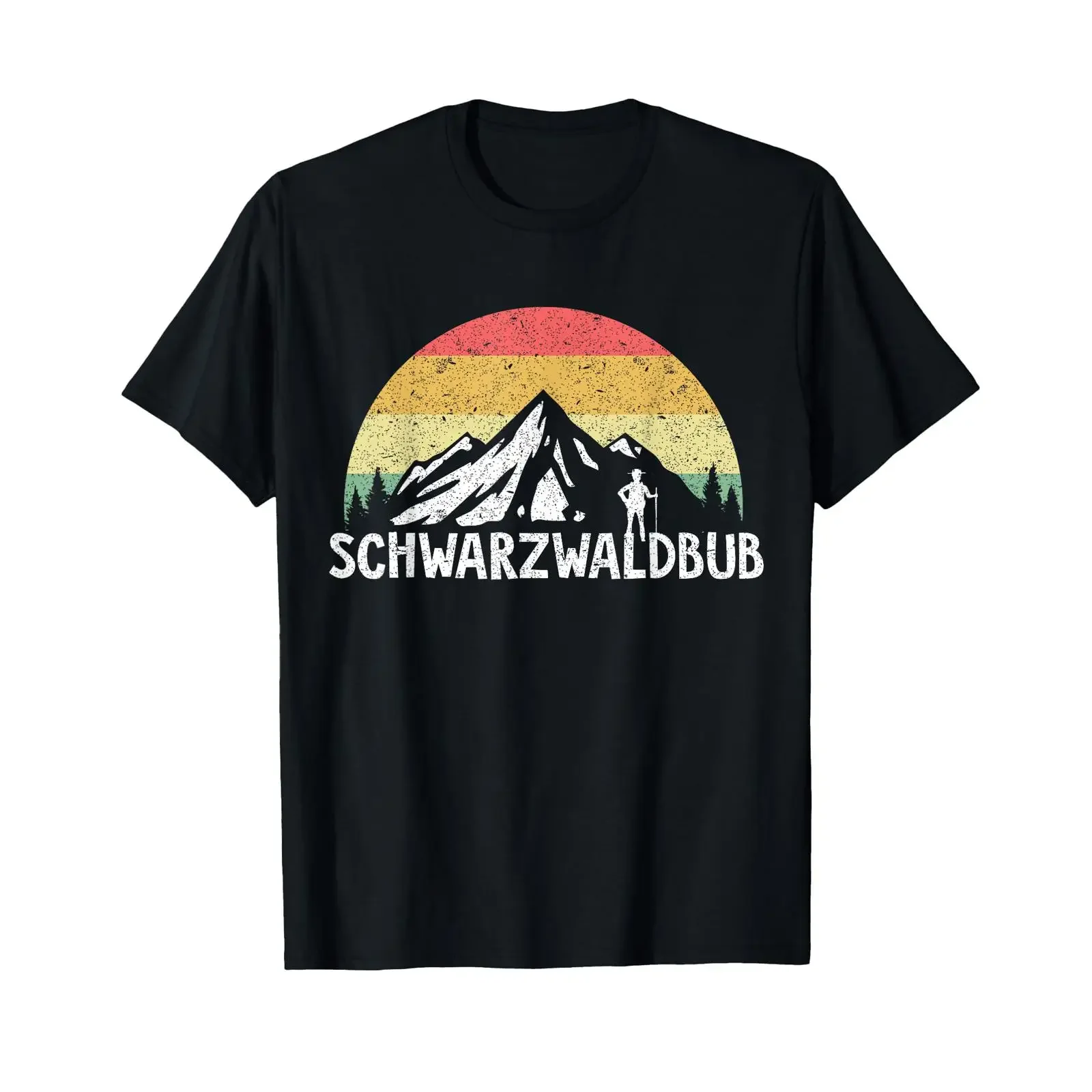 Винтажная футболка Schwarzwaldbub Hiking s Bollenhut Mountains, дизайнерская одежда с эффектом потертости, с легким принтом, дышащая.