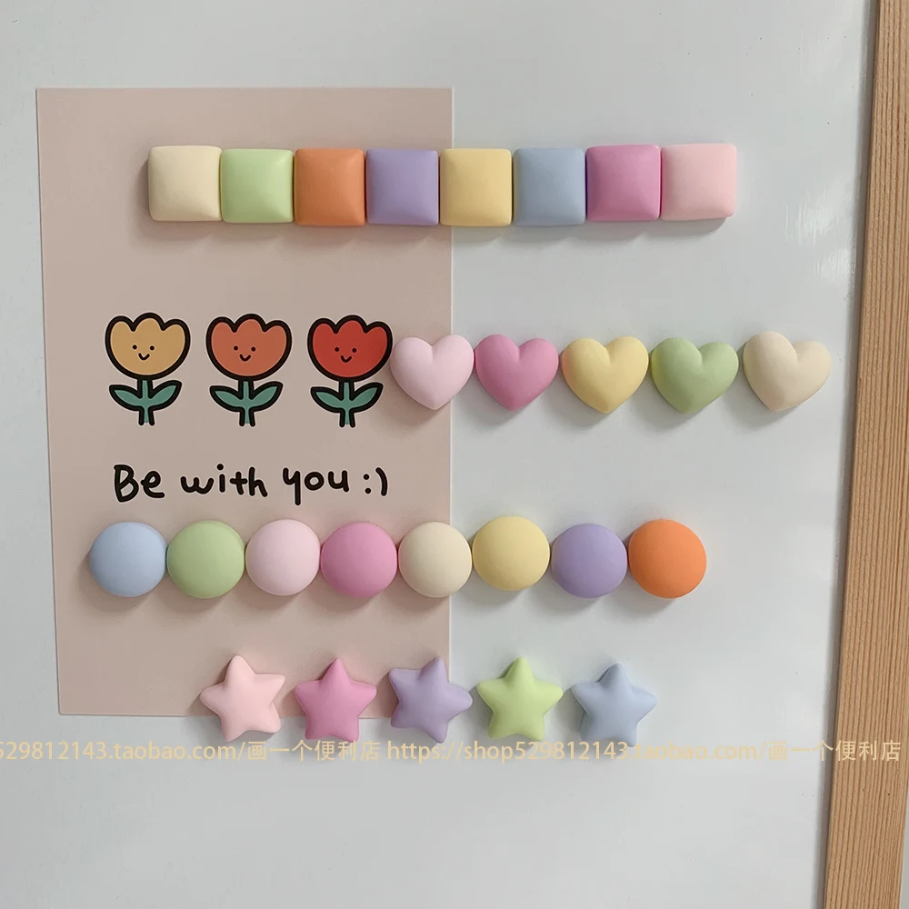 Matte macaron circular square refrigerator sticker with strong star heart