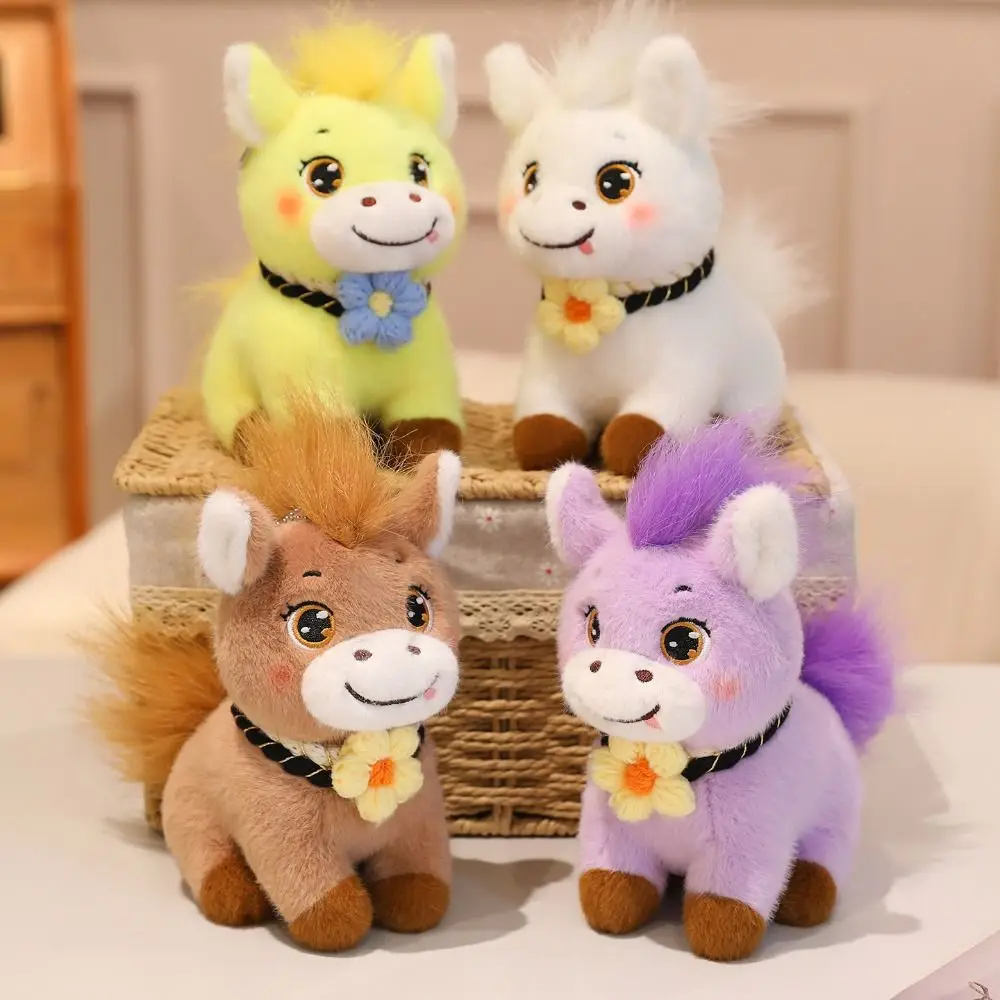 PP Cotton Horse Mascot Stuffed Animal Soft With Flower Horse Animal Stuffed Portable Collection Horse Pentant Festive Decor